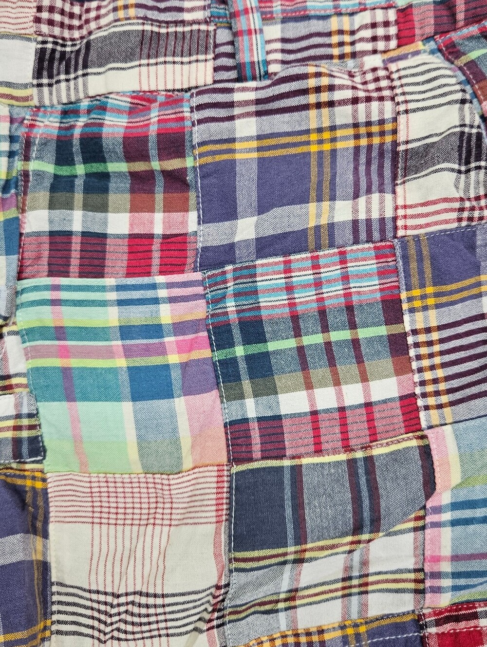 TELLURIDE Clothing Co Madras Plaid Patchwork Shorts Sz 10 Cotton Retro - Picture 4 of 7